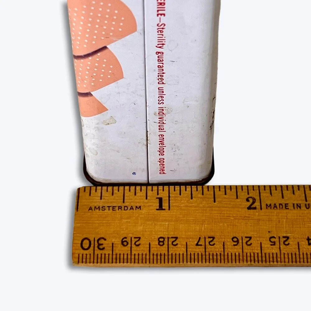 Vintage Band-Aid Tin Box Johnson & Johnson Plastic Strips 1960s Wal-Mart Sticker